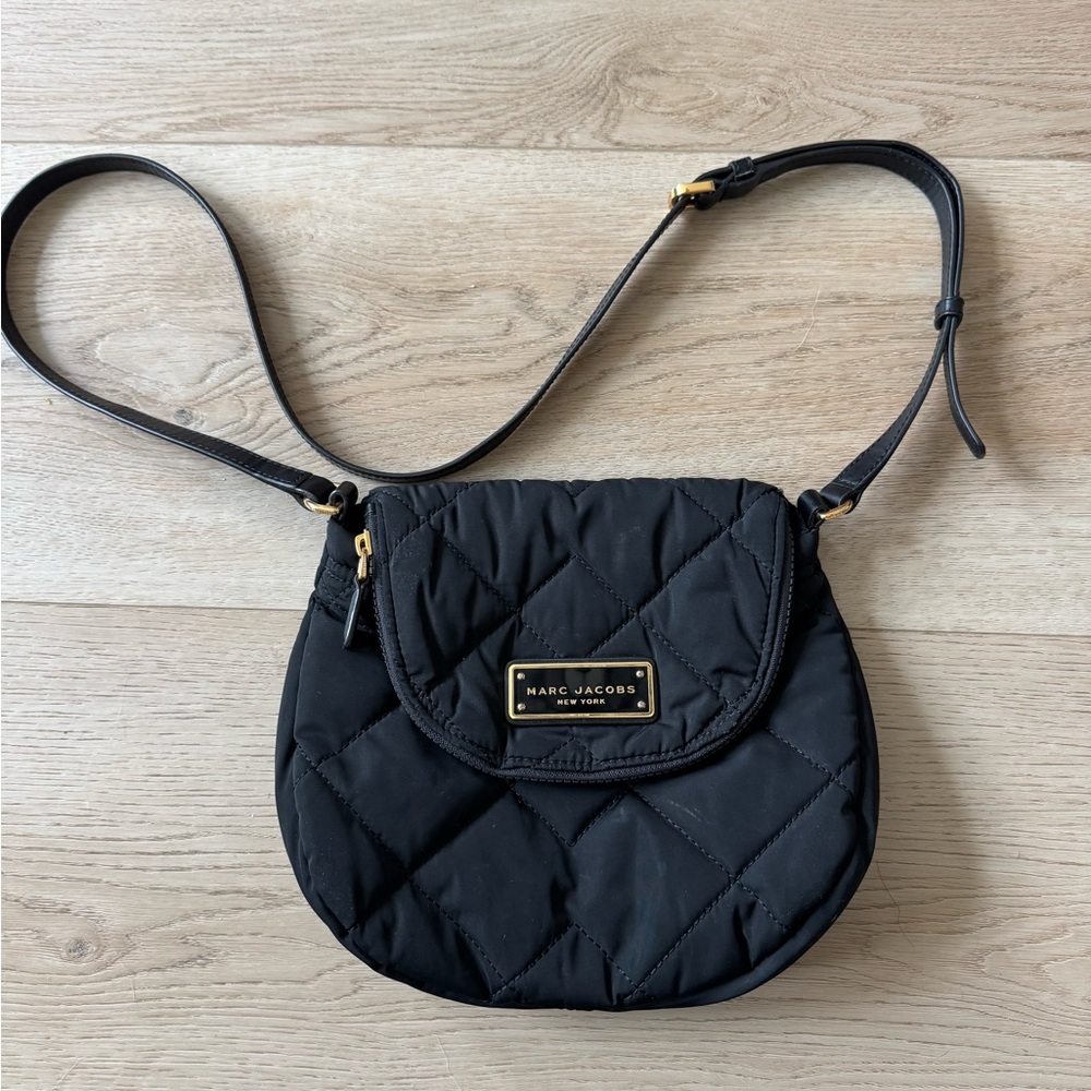 Authentic Marc Jacobs Black Nylon Quilted Crossbody Bag